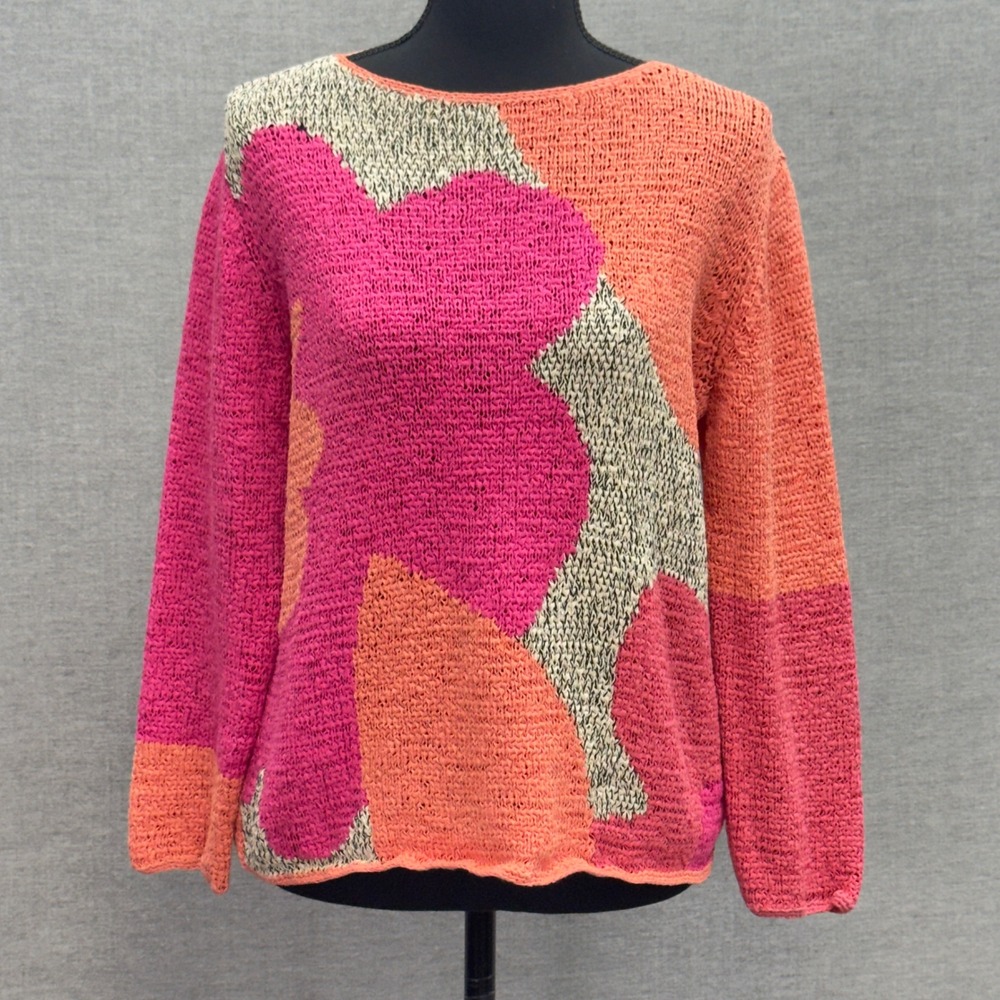 Sigrid Olsen Sport Colorblock Cotton Blend Vintage Knit Sweater Size Petite M‎